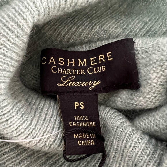 Charter Club Luxury Sweater 100% Cashmere Bella Mint Heather Sz S NWT - Picture 6 of 11